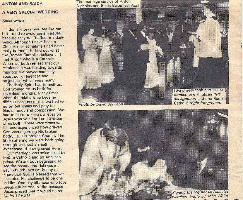 Wedding testimony